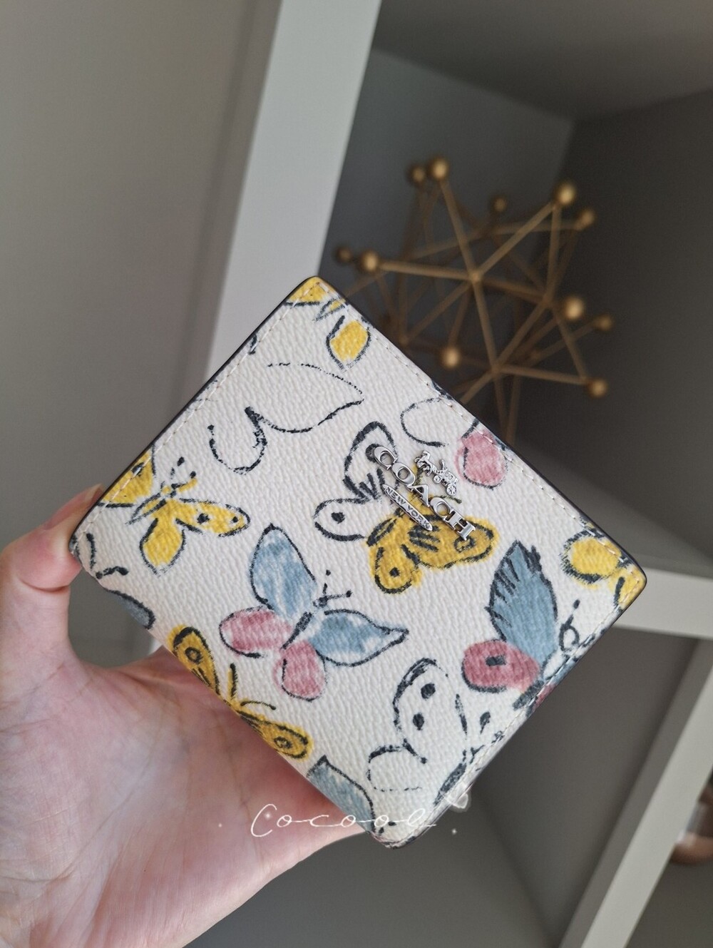 NWT Coach Snap Wallet  With Butterfly Print In Chalk Multi CAP10